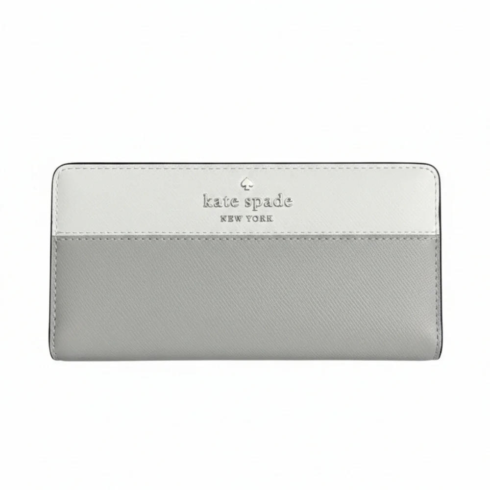 Kate Spade Two-Tone Gray and White Large Slim Bifold Wallet New With Tags
